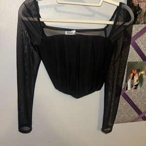 Princess Polly Black Fitted Ruched Blouse